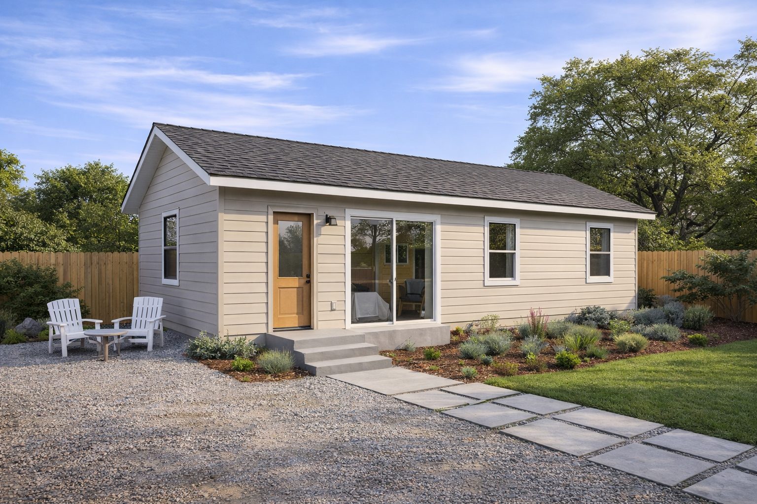Board-and-batten ADU, exterior